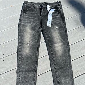 PURPLE Men's Black Distressed Jeans